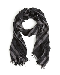 Burberry's oversized check adorns this crinkle scarf in a luxe wool and cashmere blend.