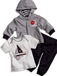 GUESS Kids Boys Baby Striped Hoodie, Tee & Pants Set, STRIPE (6/9M)