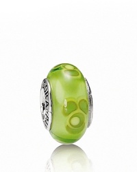 A repeating flower pattern in colorful murano glass adds energy and vibrance to your charm collection. Logo-engraved sterling silver trim displays the PANDORA signature.