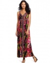 Calvin Klein Women's Border Print Maxi Dress, Palm Multi, Small