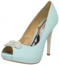 Badgley Mischka Women's Goodie Peep-Toe Pump,Blue Silk,7 M US