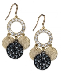 Circles sparkle in this pair of drop earrings from Alfani. Crafted from gold- and hematite-tone mixed metal, the earrings evoke elegance with lustrous glass crystal accents. Approximate drop: 2-1/4 inches.