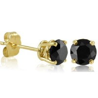 10K Yellow Gold Black Diamond Stud Earrings (1.00 cttw)