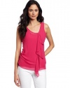 Vince Camuto Women's Ruffle Front Asymmetric Drape Tank Top, Bianca Pink, Medium