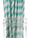 Dress My Cupcake Aqua and Green Polka Dot Paper Straws, 25-Pack