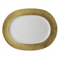 Bernardaud Ecume Gold Oval Platter 13.8 In