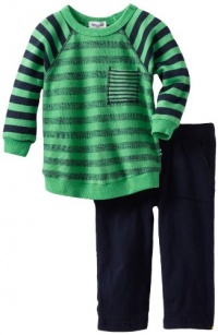 Splendid Littles Baby-Boys Newborn Navy Stripe Active Sweatshirt Set, Lawn, 18-24 Months