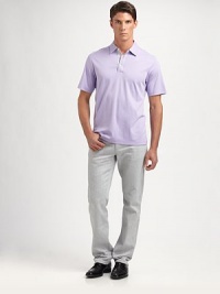 Check trim at the placket adds the right touch of preppy cool to this easy-fit cotton polo.Point collarButton-down half-placketShort sleevesCottonMachine washImported