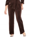 Lounge in the luxe feel of Charter Club's plus size velour pants-- complete the look with the matching jacket.