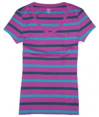 Tommy Hilfiger Women V-neck Striped T-shirt