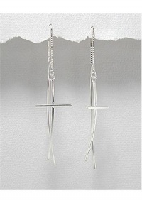 Cross Earrings In Sterling Silver