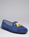 Stripes and tassels bring preppy snap to these casual slip-on loafers from Charles Philip.