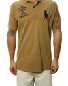 Polo Ralph Lauren Men's Shirt Embroidered US Flag Big Blue Pony Light Brown