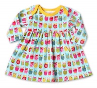 Zutano Print Long Sleeve Dress, Owls, Newborn