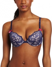 Betsey Johnson Women's Rebel Rose Bump 'Em Up Bra, Navy Seals, 34C