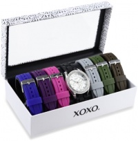 XOXO Women's XO9028 Seven Color Silicone Rubber Interchangeable Strap Set Watch