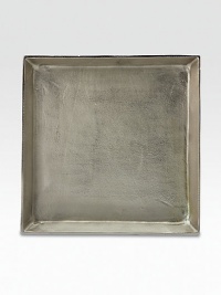 Sleek artistry for serving or displaying in burnished metal, molded under fire smooth, organic lines. 10¼ squareBurnished nickel-plated aluminumFood safe Hand washImported