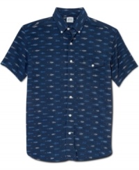 Run a pattern play in your warm-weather wardrobe with this breezy shirt from Lucky Brand Jeans.