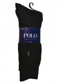 Polo Ralph Lauren Men's Pony Logo Dress Socks Black (3 Pack) Sock Size 10-13