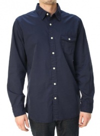 Lucky Brand Men's Basic Button Down Long Sleeve Casual Shirt Navy Blue