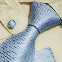 Sky Blue Designer Mens Ties Light Blue Boyfriend Gift Fashion Silk Necktie Cufflinks Hanky Set H5093