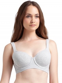 THE LOOKAdjustable padded shoulder strapsStretch cotton knit padded cups with underwireStay-dry fabric wicks away moistureElastic hemAdjustable back hook-and-eye closureTHE MATERIALCotton/Lycra spandexFully linedCARE & ORIGINHand washImported