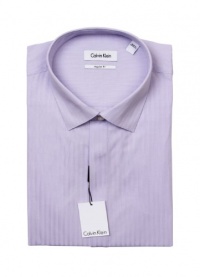 Calvin Klein Mens Purple Stripe 100% Cotton Dress Shirt