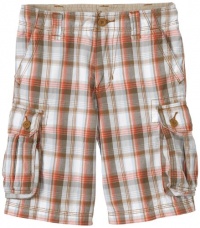 Levi's Boys 8-20 Plaid Cargo Short, Orange, 14