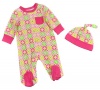 Offspring- Baby Girls  Geo Circle Floral Footie with Hat