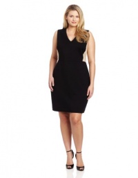 DKNYC Women?s Plus-Size Sleeveless V-Neck Dress with Lace Back and Side Panels