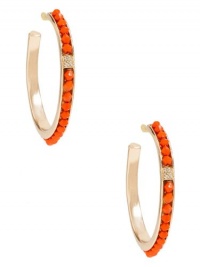 GUESS Gold-Tone Hoop Earrings with Coral-Color