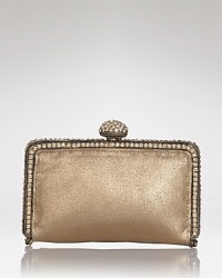 Sparkling crystals feel coolly edgy on this Clara Kasavina clutch. Gritty and glam at once, its a match for skyscraper heels and a model-off-duty attitude.