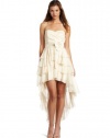 Teeze Me Juniors Strapless Tiered Chiffon Hi-lo Dress, Ivory, 5