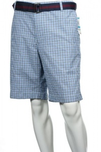 Club Room Men's Blue Checked Flat Front Walking Shorts