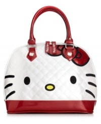 Satisfy your kitty crave with this purr-fectly pretty satchel, featuring the adorable Hello Kitty face on the front. Gorgeously glossy and accented with signature detailing, it's the ultimate fashionista find.