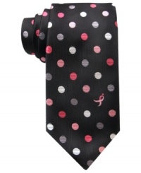 Raise awareness until there's finally a cure for breast cancer. This multi-dot tie from Susan G. Komen is an empowering piece for every man.