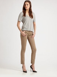 Sleek and slim in lightweight stretch denim, tailored in sophisticated ankle crop.THE FITSlim fitRise, about 7Inseam, about 30THE DETAILSZip flyFive-pocket style41% supima cotton/39% cotton/15% modal/5% polyurethaneMachine washMade in USA of imported fabricModel shown is 5'10 (177cm) wearing US size 4.