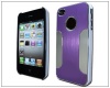 Premium Chrome Aluminum Skin Hard Back Case Cover for Apple iPhone 4 4G 4S Silver&Purple