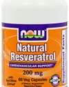 Natural Resveratrol (Mega Potency) 200 mg - 60 Vcaps- NOW FOODS