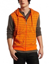 Southpole Men's Sleeveless Striped Full-Zip Basic Vest With Hoody