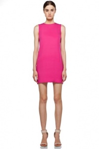 (V09675-4) Vince Silk Zip Back Shift in Hot Pink in Hot Pink Size: 4