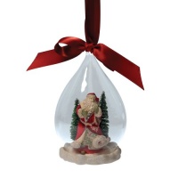 Enesco Heart of Christmas Santa Scene Glass Ornament, 5-1/2-Inch