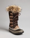 Sorel's Joan of Arctic style is a favorite for its good looks and functional, cold weather performance. Fully waterproof, these boots feature fun, faux fur and ruggedly fashionable design.