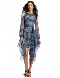 BCBGMAXAZRIA Women's Elia Printed Dress With Cutout Sleeve Detail