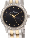 Lucien Piccard Women's 11696-SG-11 Monte Velan Black Textured Dial Two Tone Stainless Steel Watch