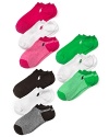 A 3 pack of ankle socks containing two solid pairs and one striped pair.