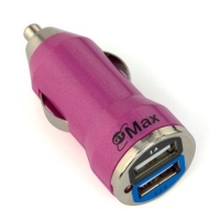 GTMax Metalic Hot Pink 2-Port (2.1A Output 10W) USB Car Charger Adapter for Samsung Galaxy Note 2 Note II N7100 4G LTE HD