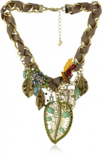 ABS By Allen Schwartz Tropic Traveler Gold-Tone Mixed Media Drama Necklace