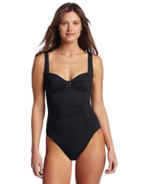 Calvin Klein Women's Solid Shirred One Piece Swimsuit