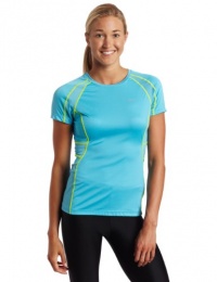 ASICS Women's Ard Short Sleeve Top,Aqua/Wow,Small